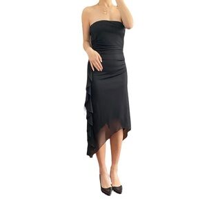 Le Chateau Vintage Strapless Asymmetrical Black Dress Size M
